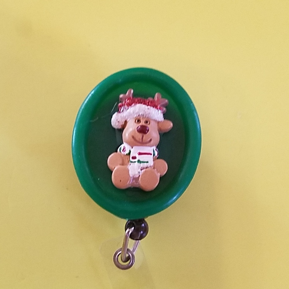 Christmas Dog Retractable Name Badge Holder